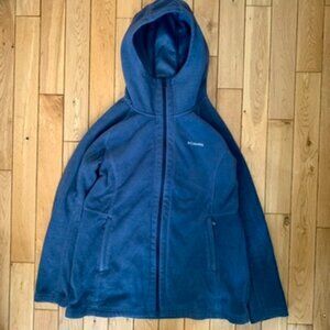 Columbia Women's Benton Springs II Long Fleece Hoodie Blue Size XL Full Zip